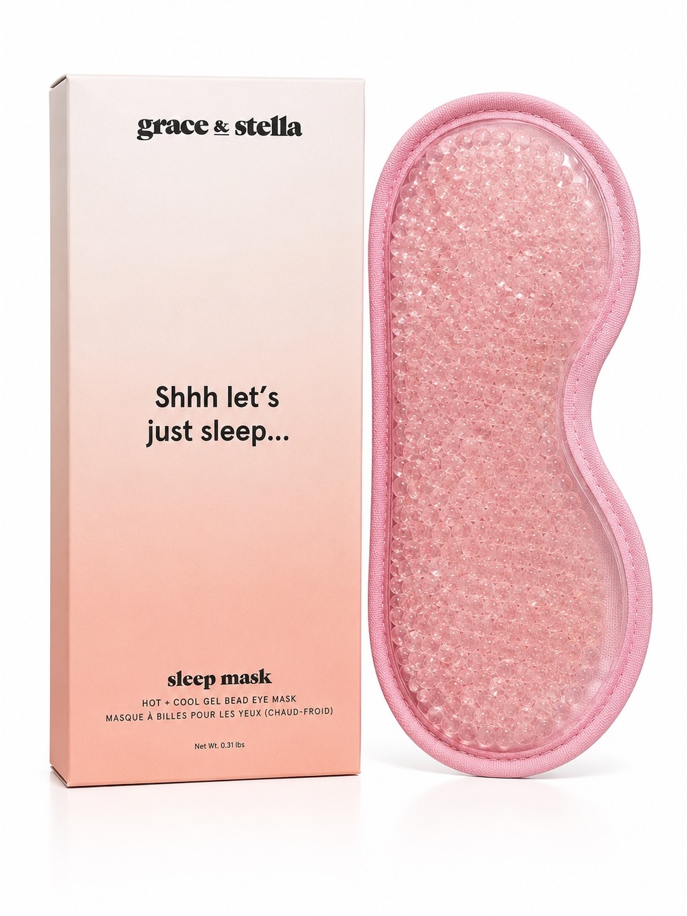 Grace & Stella Sleep Mask Hot + Cool Gel Bead Eye Mask - Pink - BNIB